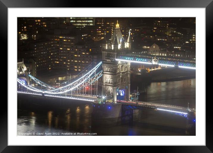 Tower Bridge At Night  Framed Mounted Print by David Pyatt