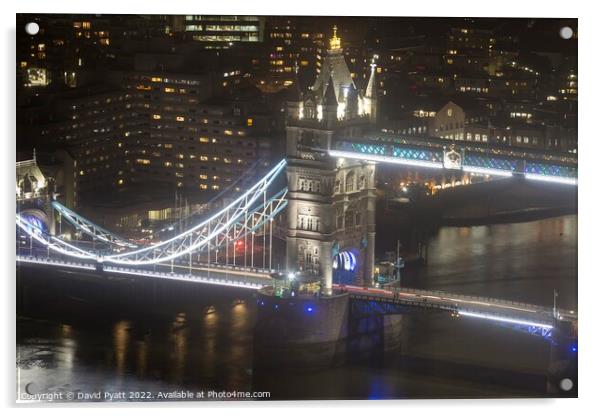 Tower Bridge At Night  Acrylic by David Pyatt
