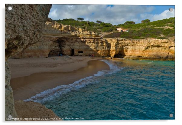 Carvalho Beach from Cliff Cave in Algarve Acrylic by Angelo DeVal
