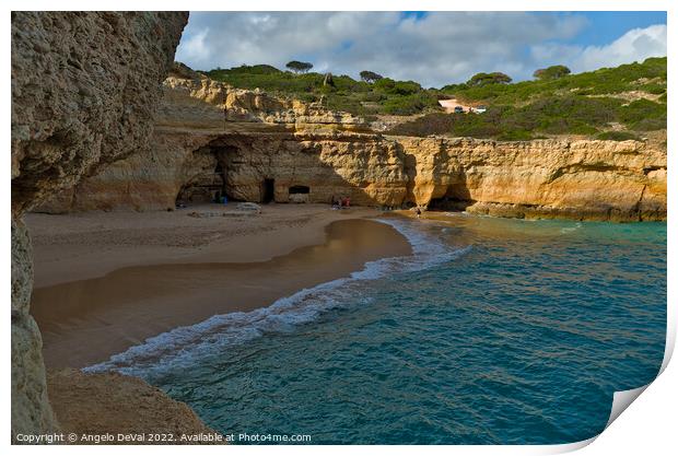 Carvalho Beach from Cliff Cave in Algarve Print by Angelo DeVal