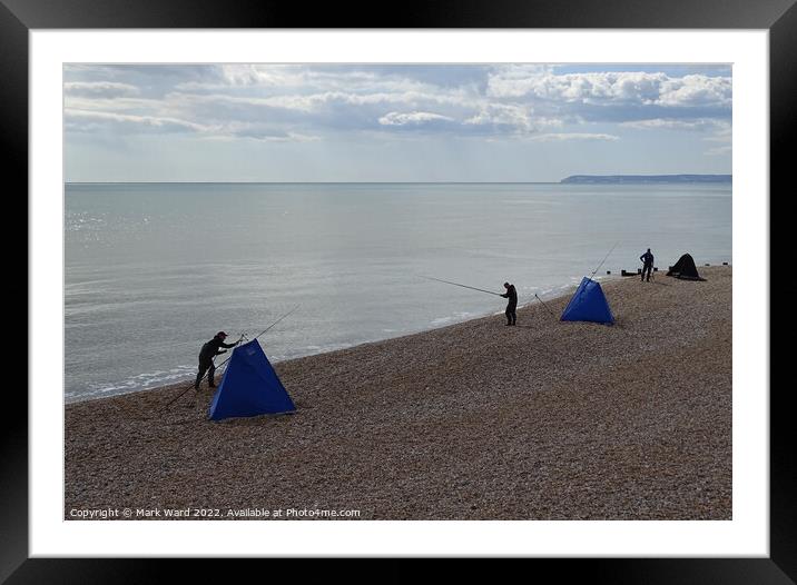 Fishing on Hastings beach. Framed Mounted Print by Mark Ward