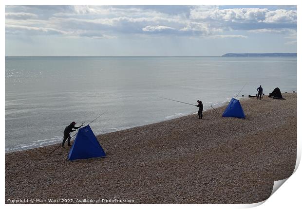 Fishing on Hastings beach. Print by Mark Ward