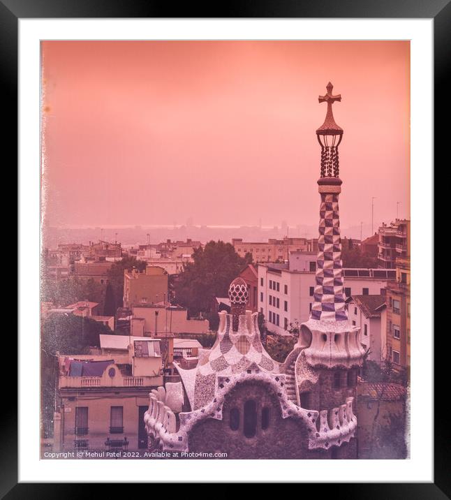 Barcelona cityscape from Parc Guell Framed Mounted Print by Mehul Patel