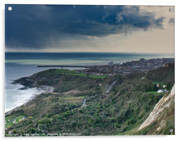 Storm brewing over Folkestone Acrylic by Mike Hardy