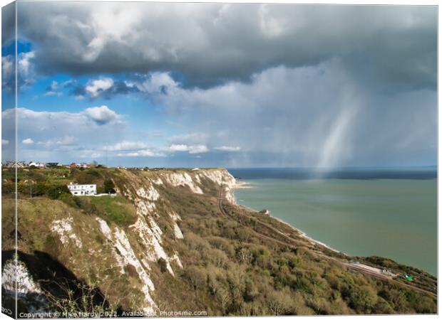 White cliffs of Dover snowy storm clouds Canvas Print by Mike Hardy