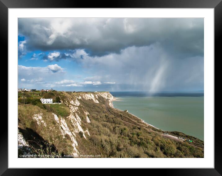 White cliffs of Dover snowy storm clouds Framed Mounted Print by Mike Hardy