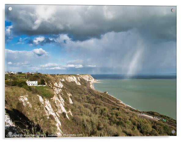 White cliffs of Dover snowy storm clouds Acrylic by Mike Hardy