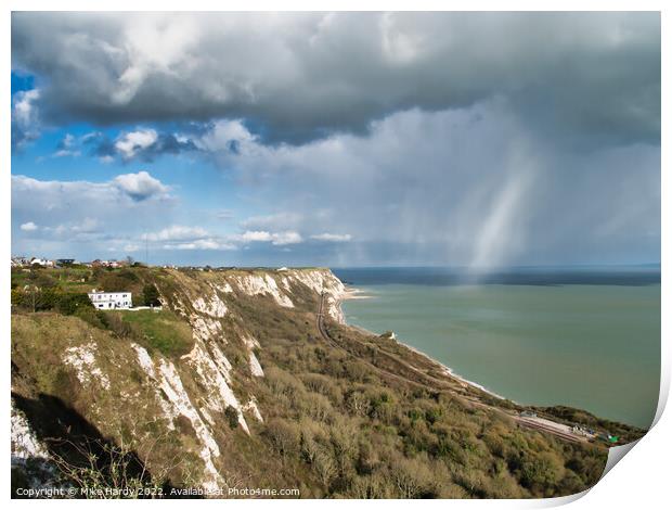 White cliffs of Dover snowy storm clouds Print by Mike Hardy