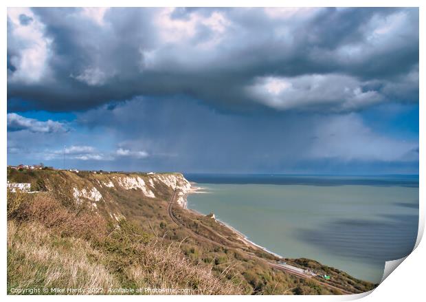 Storm clouds over the White cliffs of Dover Print by Mike Hardy