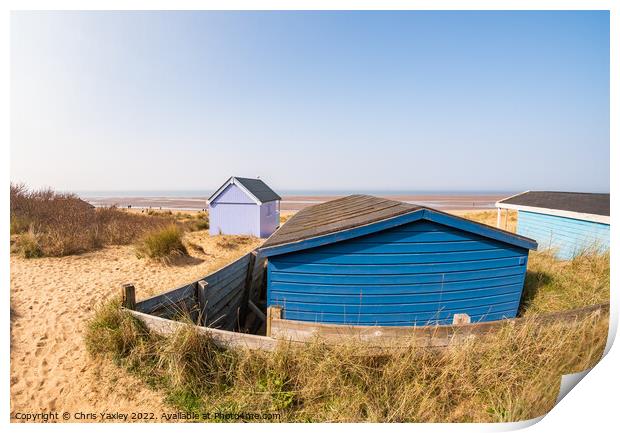 Hunstanton beach huts, North Norfolk Print by Chris Yaxley