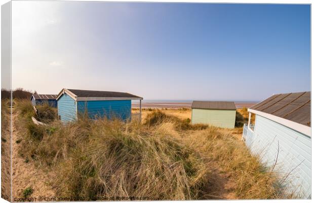 Coastal beach huts in Hunstanton, Norfolk coast Canvas Print by Chris Yaxley