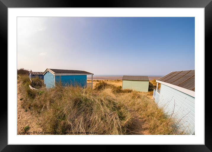 Coastal beach huts in Hunstanton, Norfolk coast Framed Mounted Print by Chris Yaxley