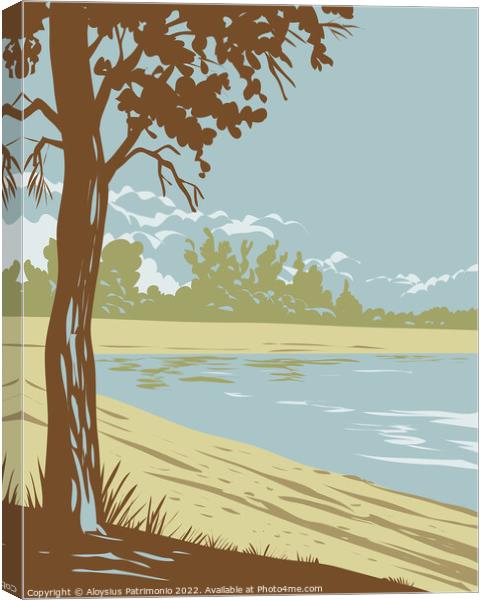 Edness K Wilkins State Park on the North Platte River East of Casper in Natrona County Wyoming WPA Poster Art Canvas Print by Aloysius Patrimonio