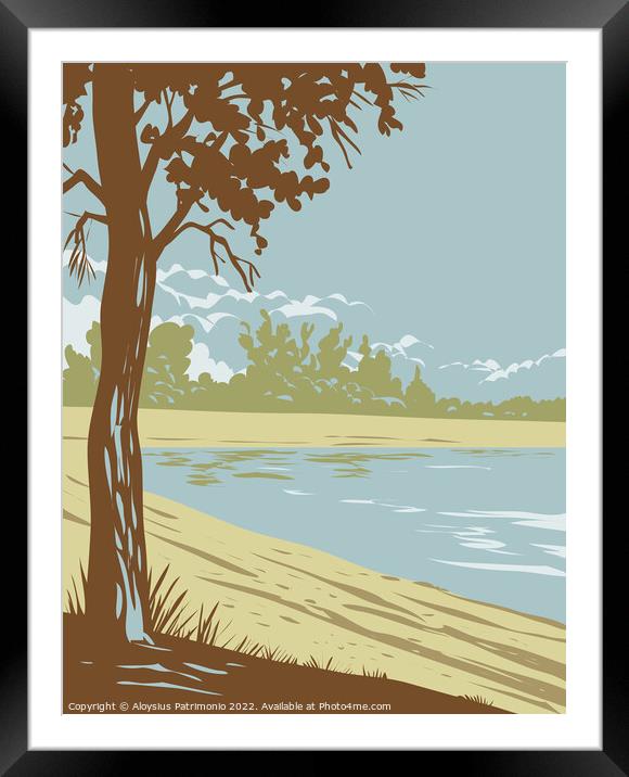 Edness K Wilkins State Park on the North Platte River East of Casper in Natrona County Wyoming WPA Poster Art Framed Mounted Print by Aloysius Patrimonio