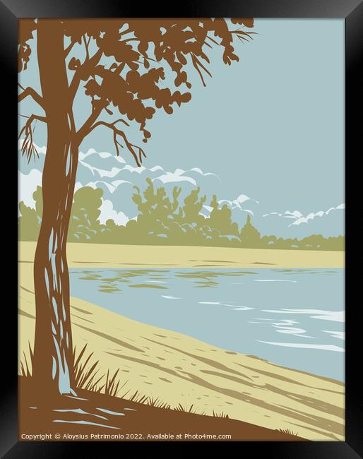 Edness K Wilkins State Park on the North Platte River East of Casper in Natrona County Wyoming WPA Poster Art Framed Print by Aloysius Patrimonio