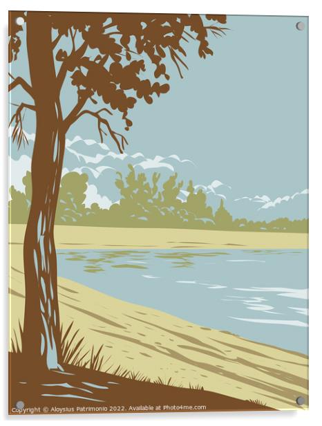 Edness K Wilkins State Park on the North Platte River East of Casper in Natrona County Wyoming WPA Poster Art Acrylic by Aloysius Patrimonio