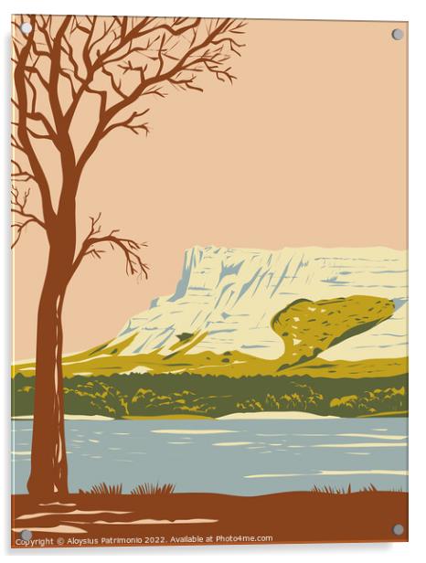 Hawk Springs State Recreation Area with the Bluffs Bear Mountain Area in Goshen County Wyoming WPA Poster Art Acrylic by Aloysius Patrimonio