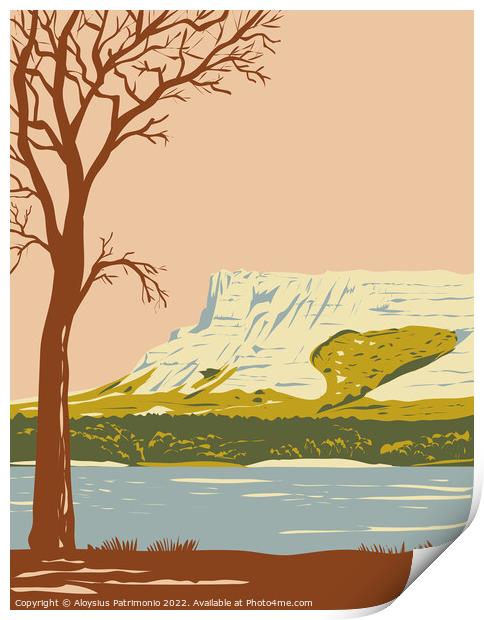 Hawk Springs State Recreation Area with the Bluffs Bear Mountain Area in Goshen County Wyoming WPA Poster Art Print by Aloysius Patrimonio