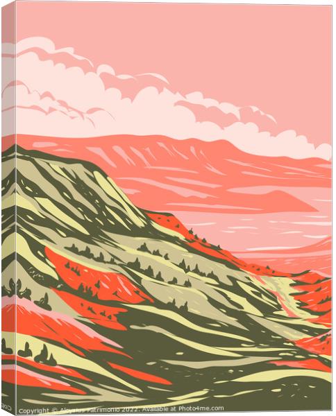 Seminoe State Park at the base of Seminoe Mountains in Sinclair Carbon County Wyoming WPA Poster Art Canvas Print by Aloysius Patrimonio