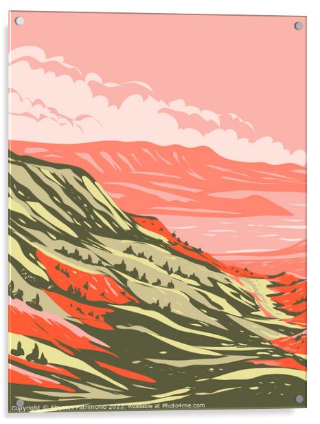 Seminoe State Park at the base of Seminoe Mountains in Sinclair Carbon County Wyoming WPA Poster Art Acrylic by Aloysius Patrimonio