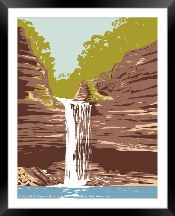 Petit Jean State Park with Cedar Falls in Conway County Adjacent to the Arkansas River in Arkansas WPA Poster Art Framed Mounted Print by Aloysius Patrimonio