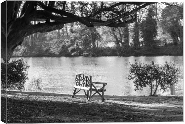 A Seat by the river Canvas Print by Mark Weekes