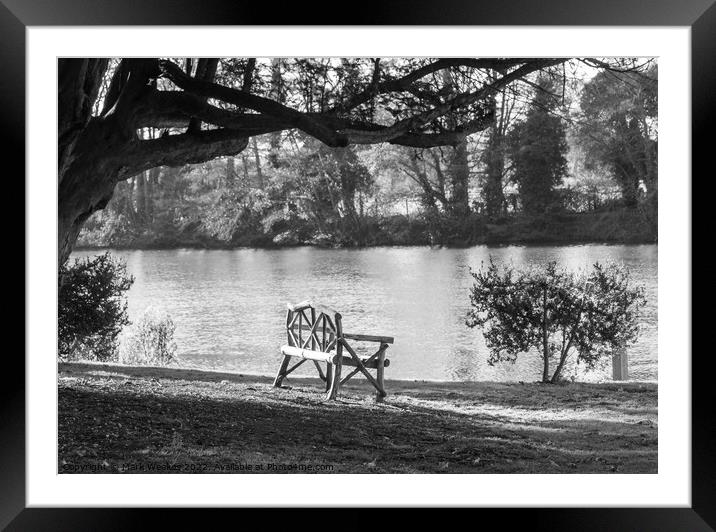 A Seat by the river Framed Mounted Print by Mark Weekes