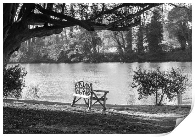 A Seat by the river Print by Mark Weekes