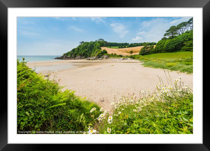 Mothecombe Beach or Meadowsfoot Beach, South Devon Framed Mounted Print by Justin Foulkes