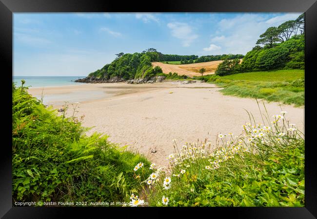Mothecombe Beach or Meadowsfoot Beach, South Devon Framed Print by Justin Foulkes