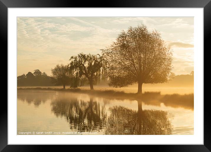Mist by the Pond Framed Mounted Print by Sarah Smith
