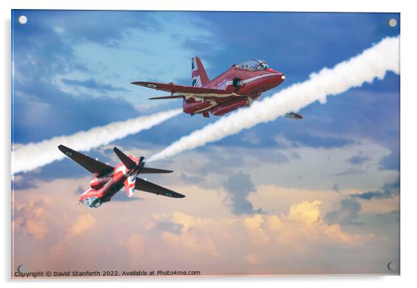 Red Arrows - Close Pass Acrylic by David Stanforth