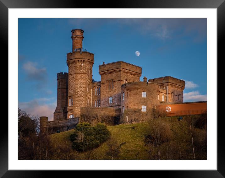 Last Light on Inverness Castle Framed Mounted Print by John Frid