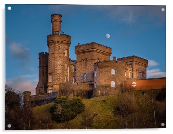 Last Light on Inverness Castle Acrylic by John Frid