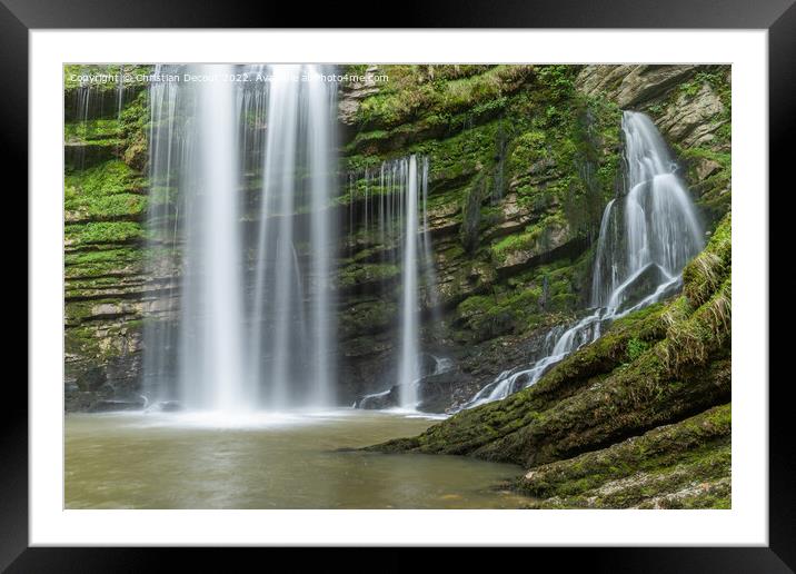Flumen waterfall in the Flumen gorges. Framed Mounted Print by Christian Decout