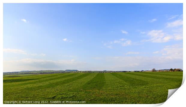 Stripe patterns in farm grassland Print by Richard Long