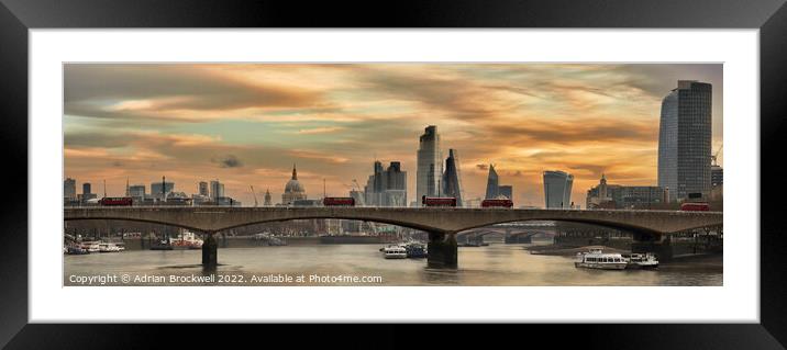 Waterloo Bridge at sunrise Framed Mounted Print by Adrian Brockwell