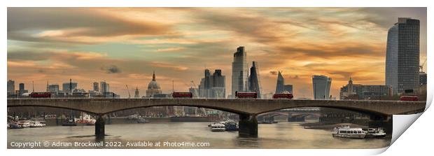 Waterloo Bridge at sunrise Print by Adrian Brockwell