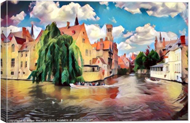 Peaceful Serenity in Bruges Canvas Print by Roger Mechan