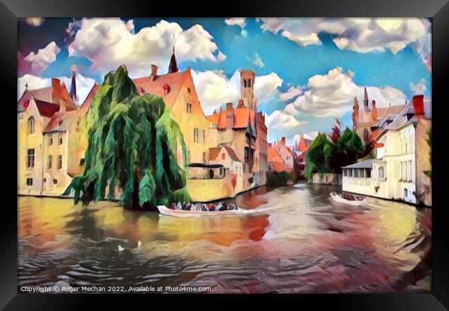 Peaceful Serenity in Bruges Framed Print by Roger Mechan