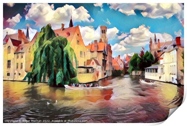 Peaceful Serenity in Bruges Print by Roger Mechan