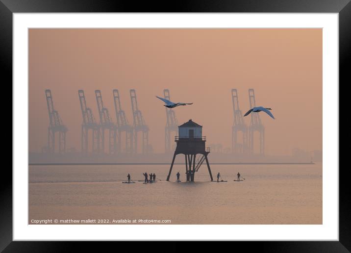 Early Morning Exercise at Dovercourt Framed Mounted Print by matthew  mallett