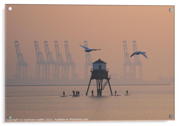 Early Morning Exercise at Dovercourt Acrylic by matthew  mallett