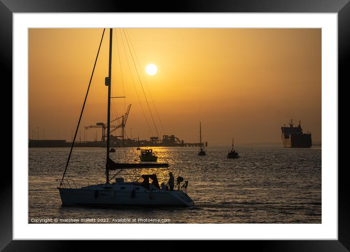 Sunset Sail to Harwich Framed Mounted Print by matthew  mallett