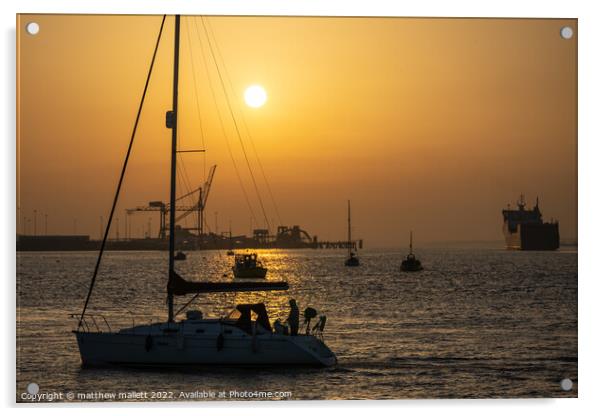 Sunset Sail to Harwich Acrylic by matthew  mallett