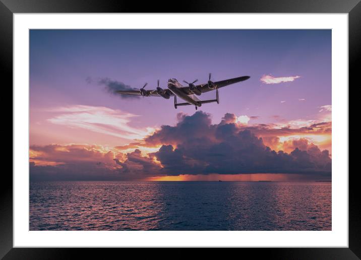 Lancaster over the Sea Framed Mounted Print by J Biggadike