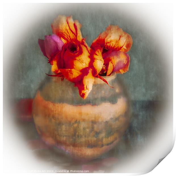 Roses In A Handmade Pottery Vase Print by Tylie Duff Photo Art
