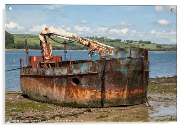 Old Wreck at Ferryside Acrylic by Heidi Stewart