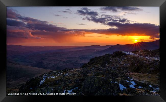 Lake District Sunset Framed Print by Nigel Wilkins