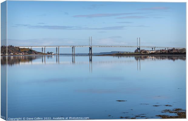 Kessock Bridge reflected in the Beauly Firth, Inverness, Scotland Canvas Print by Dave Collins